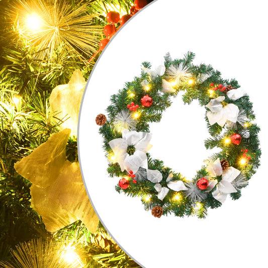 Christmas Wreath with LED Lights Green 23.6" PVC