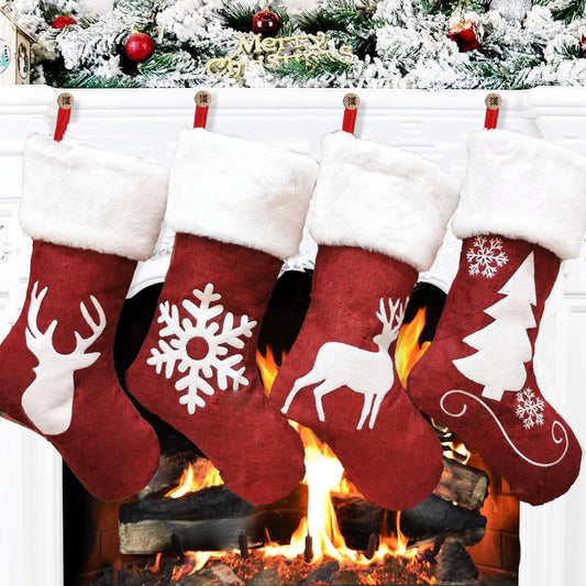 Christmas Socks Gift Bag Cute Elk Embroidery Christmas Socks