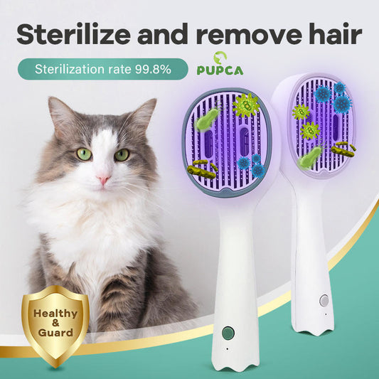 Cat Comb Dog Hair Remover Brush UVC Sterilization Pet Grooming Slicker Needle Comb Cat Sterilization Comb Pet Brush For Shedding And Grooming Self-Cleaning Slicker Brush For Long And Short Hair