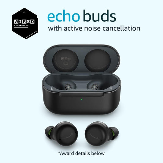 Echo Buds with Active Noise Cancellation (2021 Release, 2Nd Gen) | Wired Charging Case | Black
