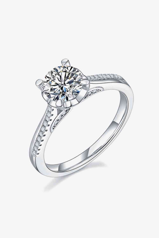 Adored 1 Carat Moissanite 925 Sterling Silver Side Stone Ring